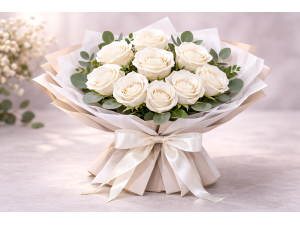 Buchet 9 Trandafiri albi